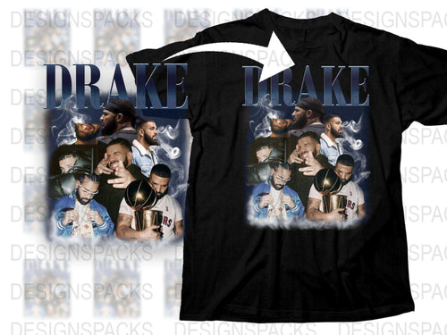 Drake Inspired Graphic T-Shirt, Hip Hop Artist Fan Merch, Black Cotton Tee with Multiple Poses, Music Memorabilia