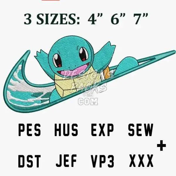 Poke Water Swoosh Sport Anime Embroidery Design