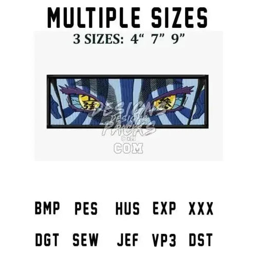 Boxed Akaza Eyes Anime Embroidery Design