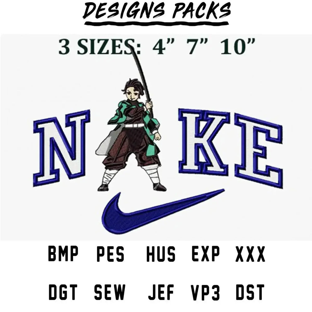 Sport Tanjiro Kamado Anime Embroidery Design