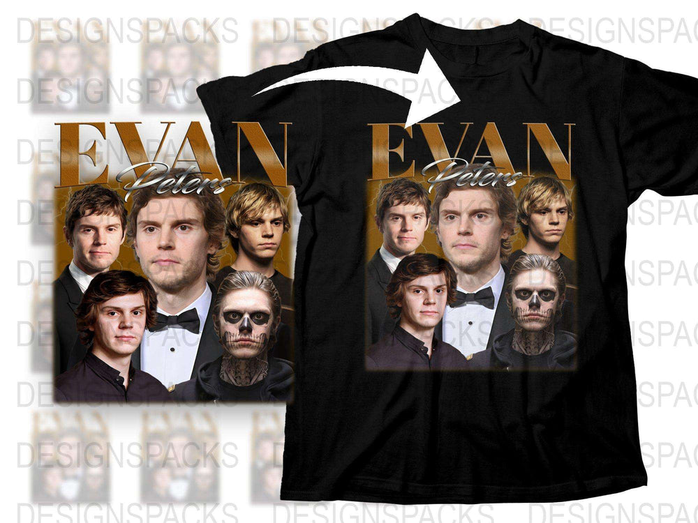 Evan Peters Actor Montage T-Shirt, American Horror Story Inspired Tee, Fan Merchandise, Multiple Portraits, Unisex Shirt Design