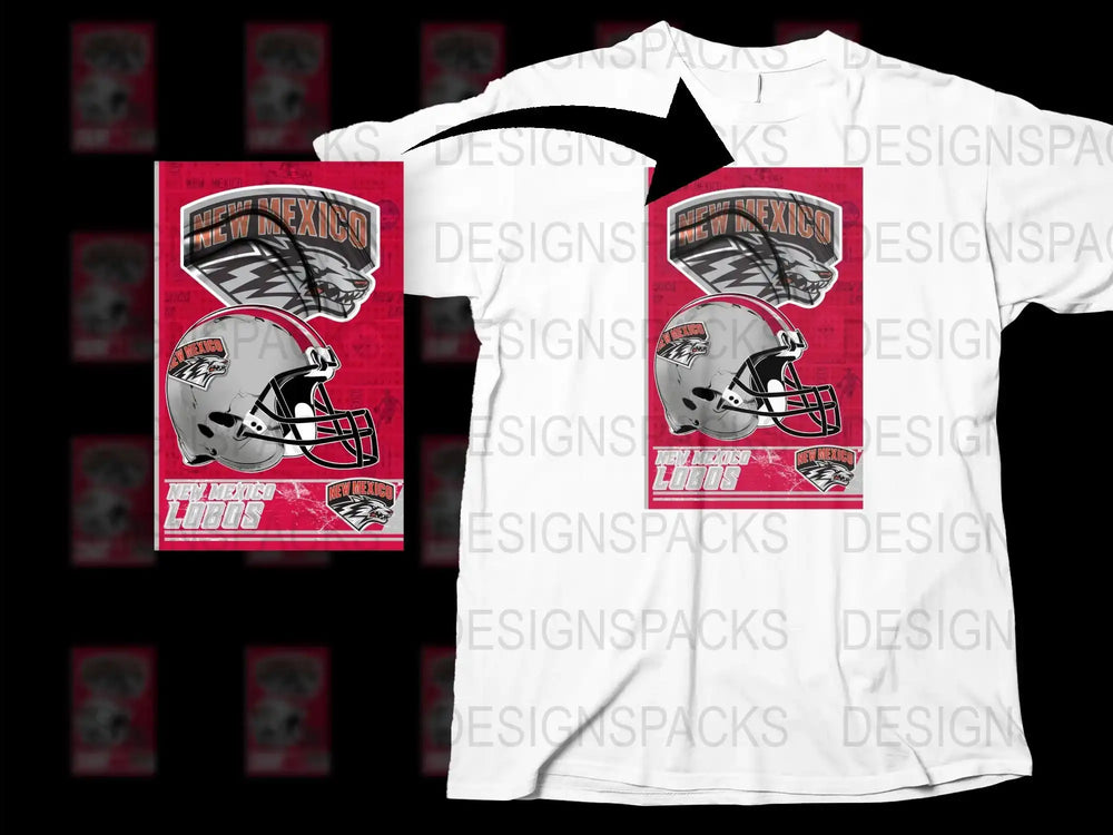 New Mexico Lobos Football T-Shirt, Vintage Helmet Graphic Tee, College Sports Apparel, Men's White Shirt