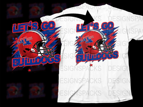 Let's Go Buffalo Graphic T-Shirt, Football Helmet Design, Red Blue Sports Fan Tee, Game Day Apparel