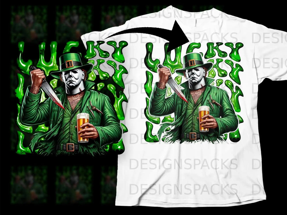 Michael Myers Leprechaun Bloody Knife Beer Lucky product type