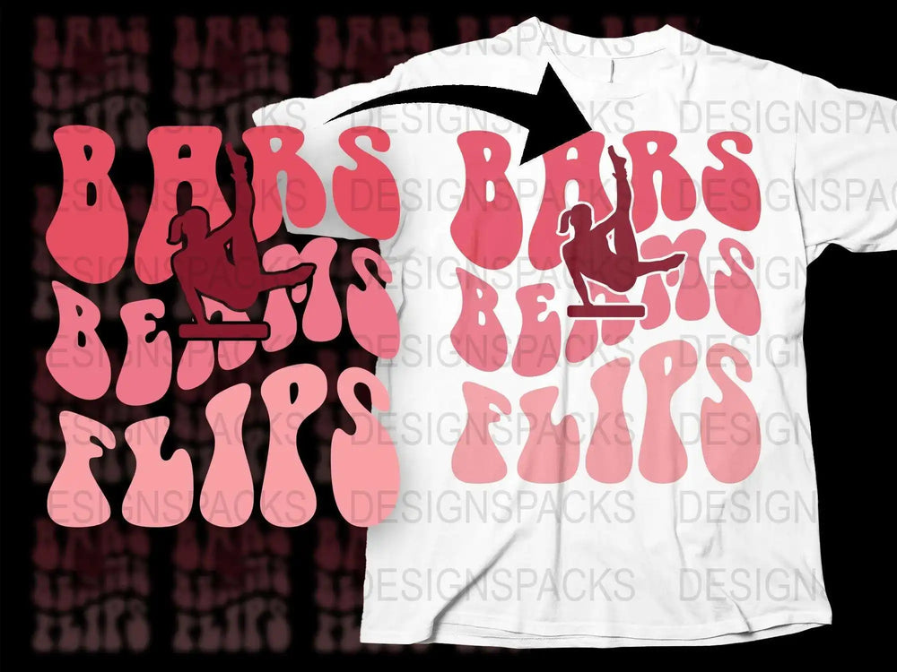 Hip Hop Inspired 'Bars, Beats, Flips' Red Text Graphic T-Shirt, Urban Streetwear Tee