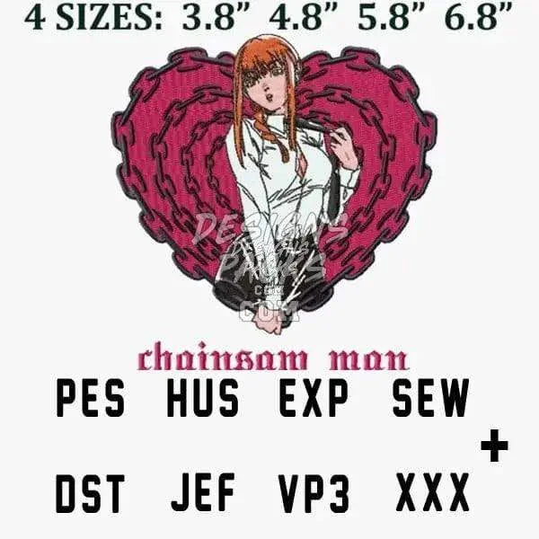 Chainsam Man Heart Anime Embroidery Design