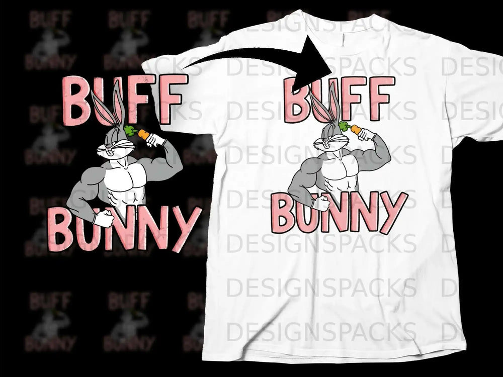 Buff Bunny Strong Cartoon Character T-shirt