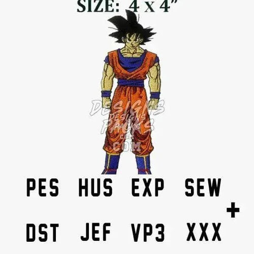 Goku Solo Anime Embroidery Design