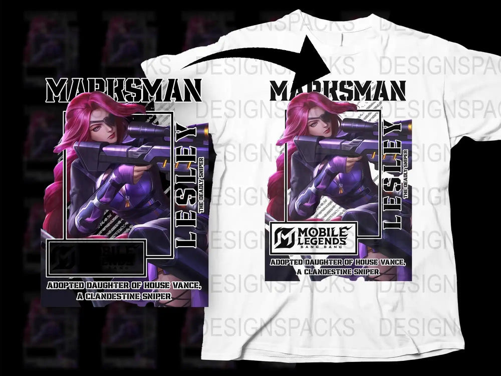 Mobile Legends Marksman Lesley T-Shirt, Gamer Graphic Tee, Unique eSports Apparel, Gift for Gamers