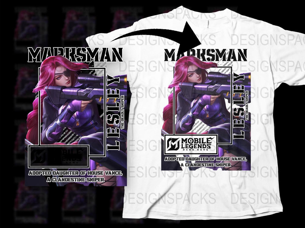 Mobile Legends Marksman Lesley T-Shirt, Gamer Graphic Tee, Unique eSports Apparel, Gift for Gamers