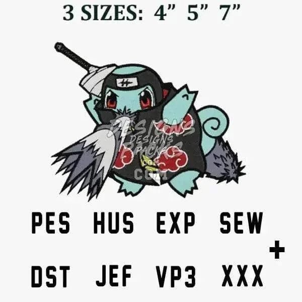 Ninja Water Poke Anime Embroidery Design