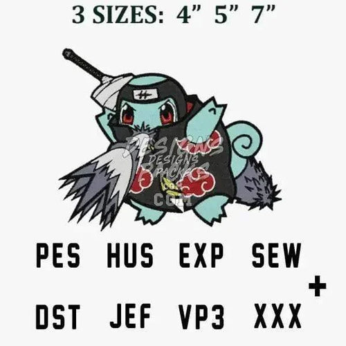 Ninja Water Poke Anime Embroidery Design