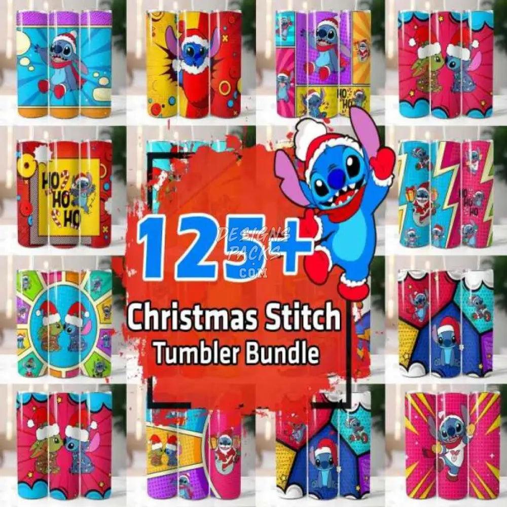 125 Christmas Cartoon Stitch Tumbler Wrap Bundle Png