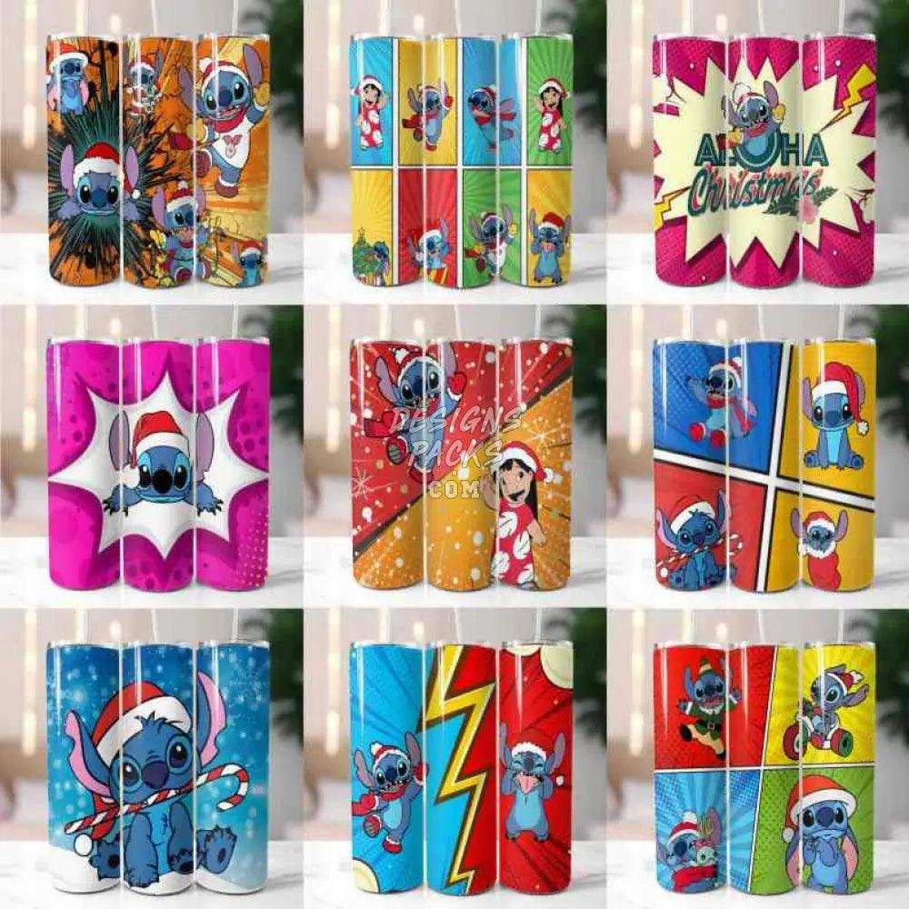 125 Christmas Cartoon Stitch Tumbler Wrap Bundle Png