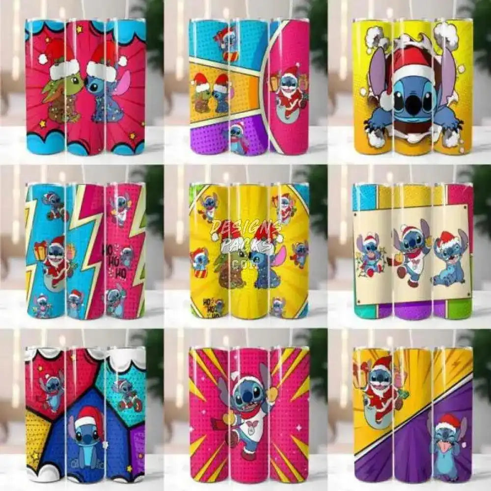 125 Christmas Cartoon Stitch Tumbler Wrap Bundle Png