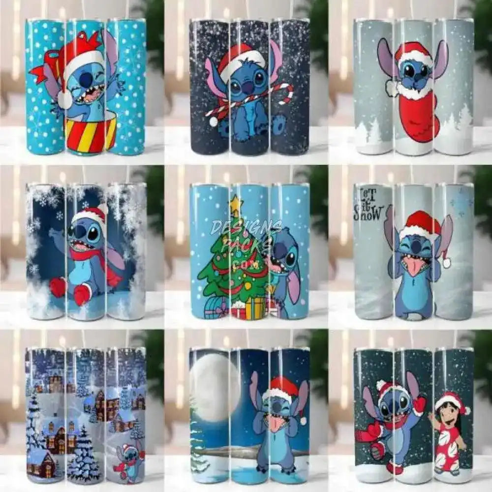 125 Christmas Cartoon Stitch Tumbler Wrap Bundle Png