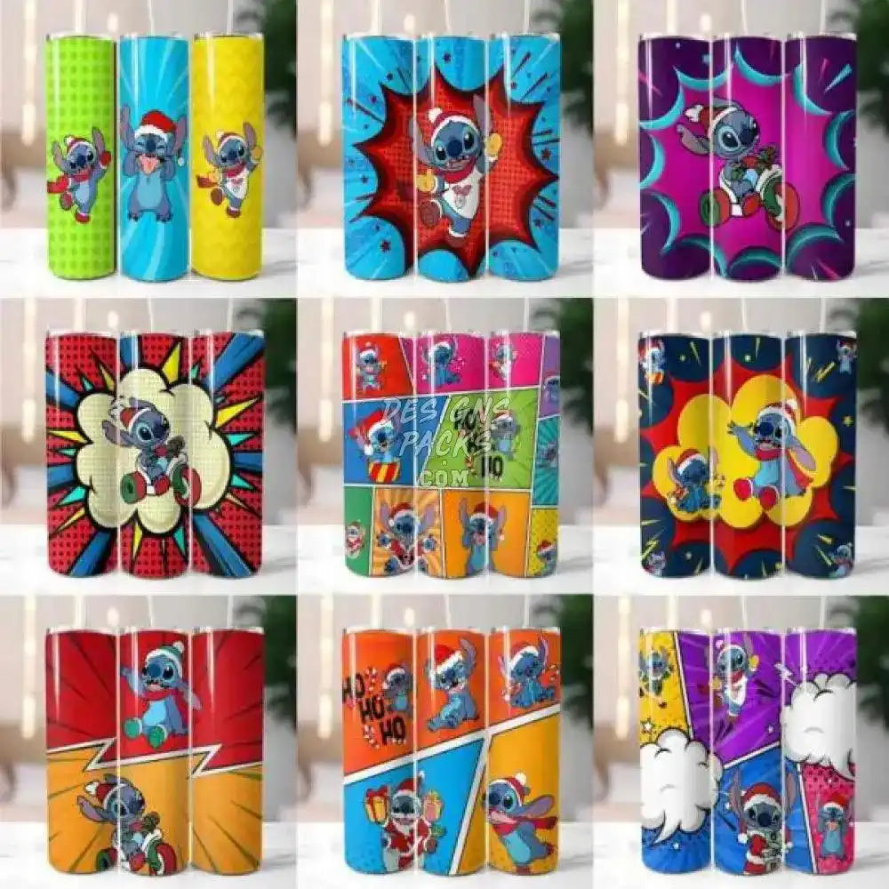 125 Christmas Cartoon Stitch Tumbler Wrap Bundle Png