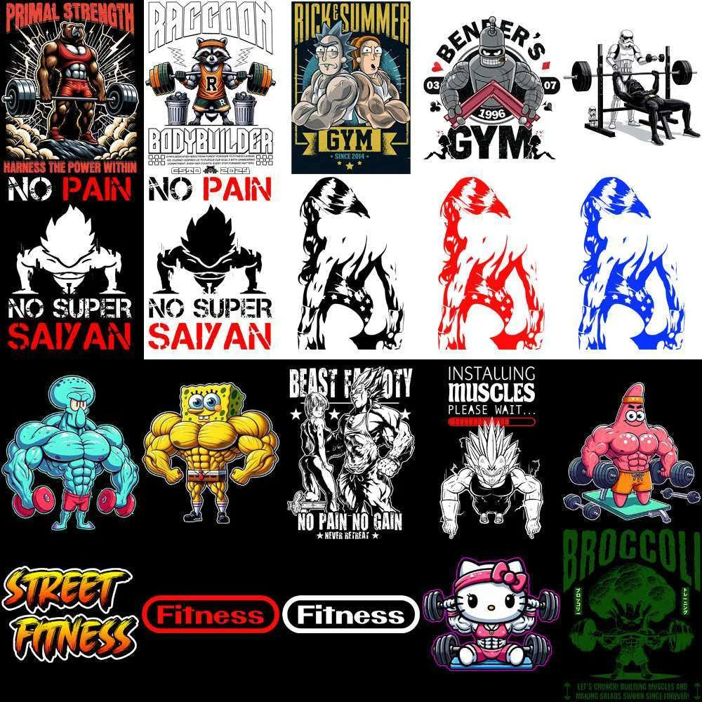 125 GYM Fitness Popculture & Streetwear Designs Bundle PNG