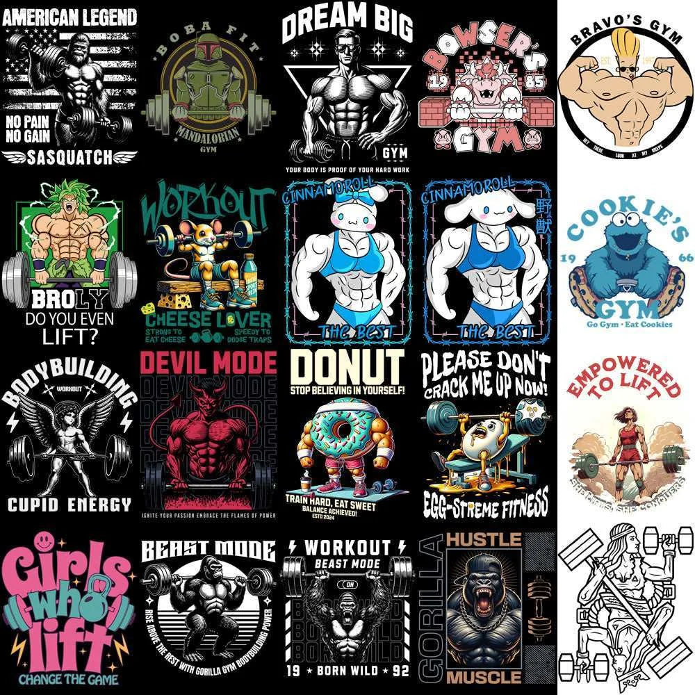 125 GYM Fitness Popculture & Streetwear Designs Bundle PNG
