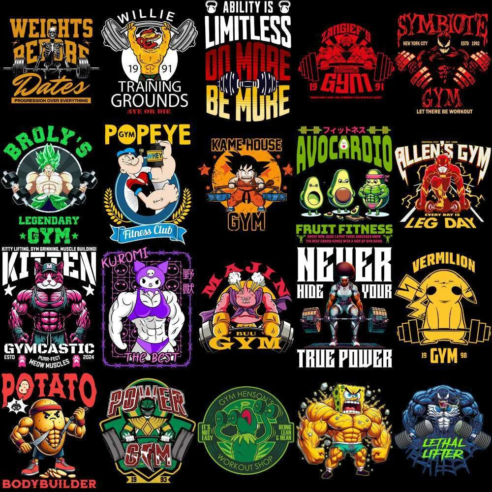 125 GYM Fitness Popculture & Streetwear Designs Bundle PNG