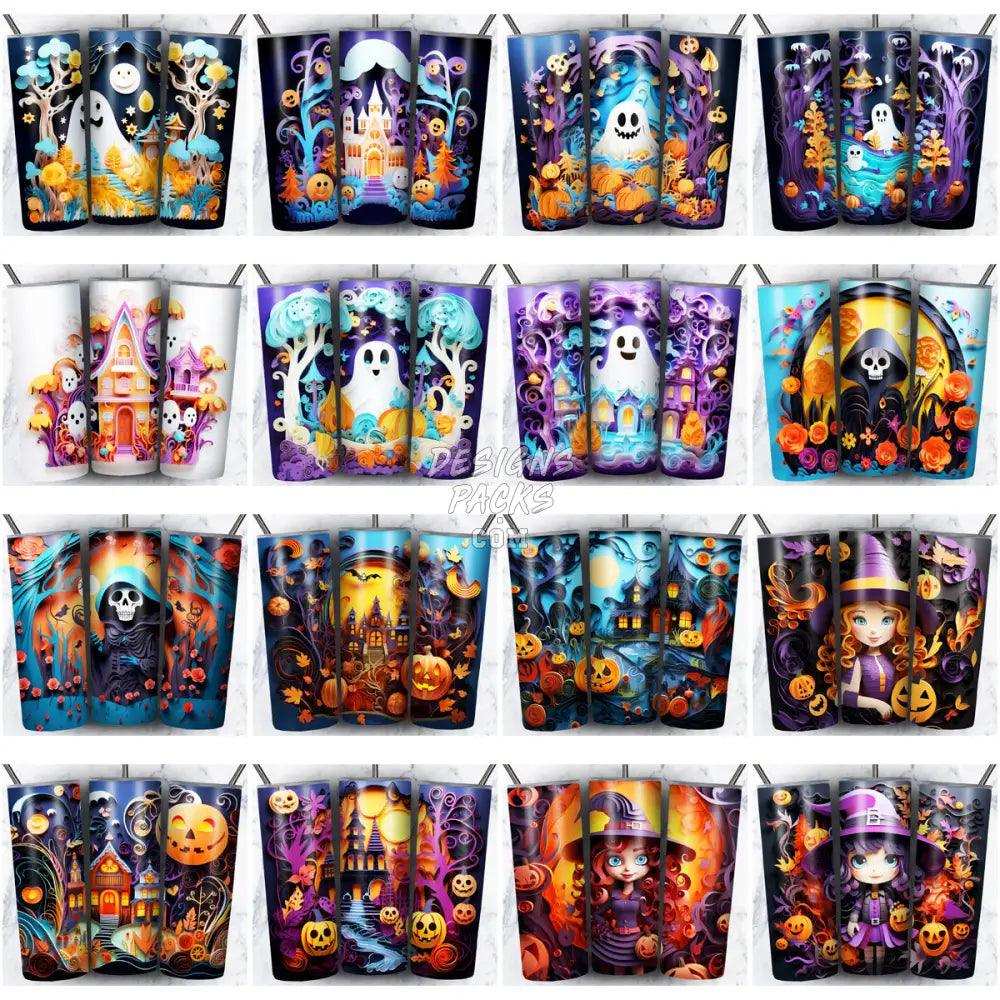 125 Halloween 3D Paper Art Tumbler Wrap Bundle Jpg