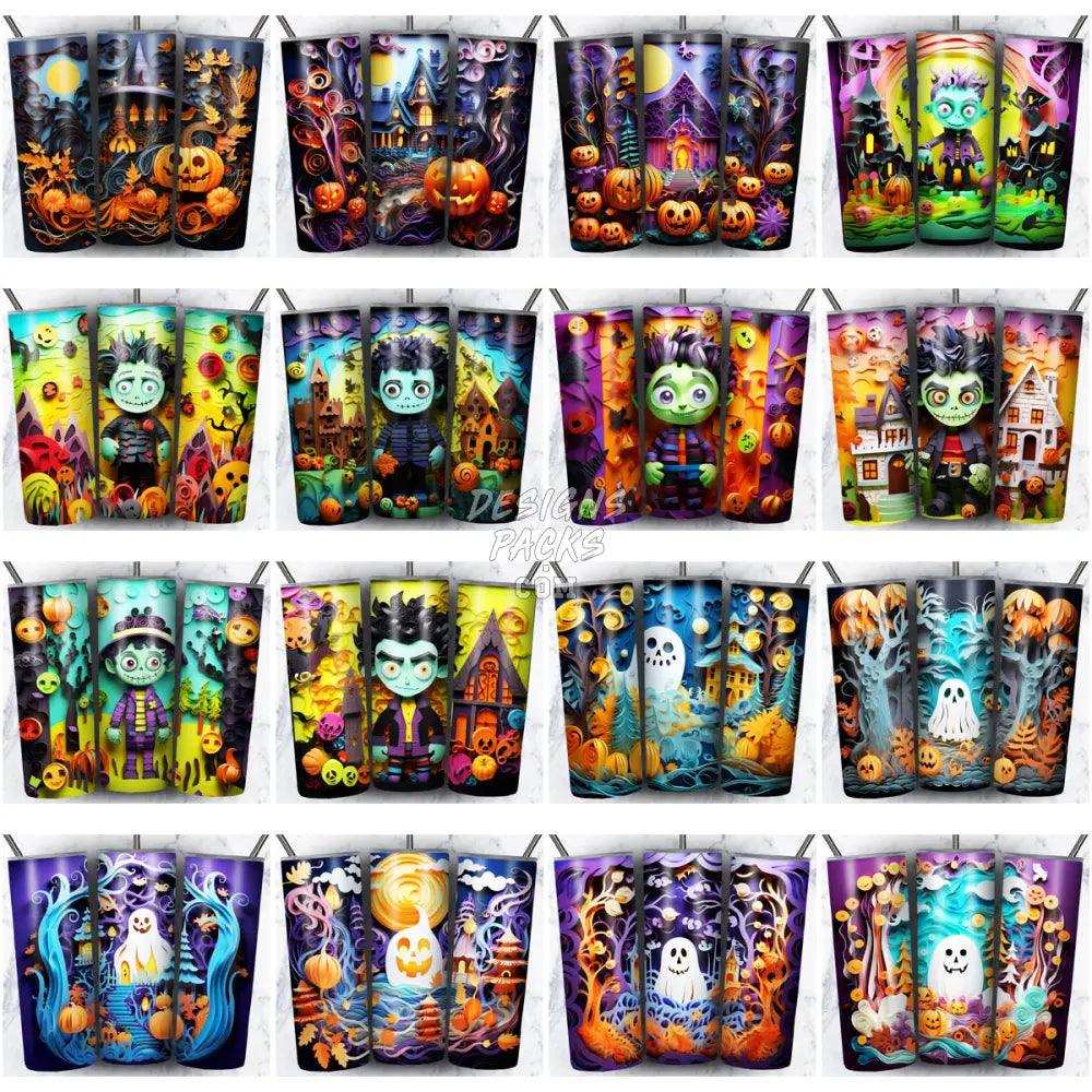 125 Halloween 3D Paper Art Tumbler Wrap Bundle Jpg