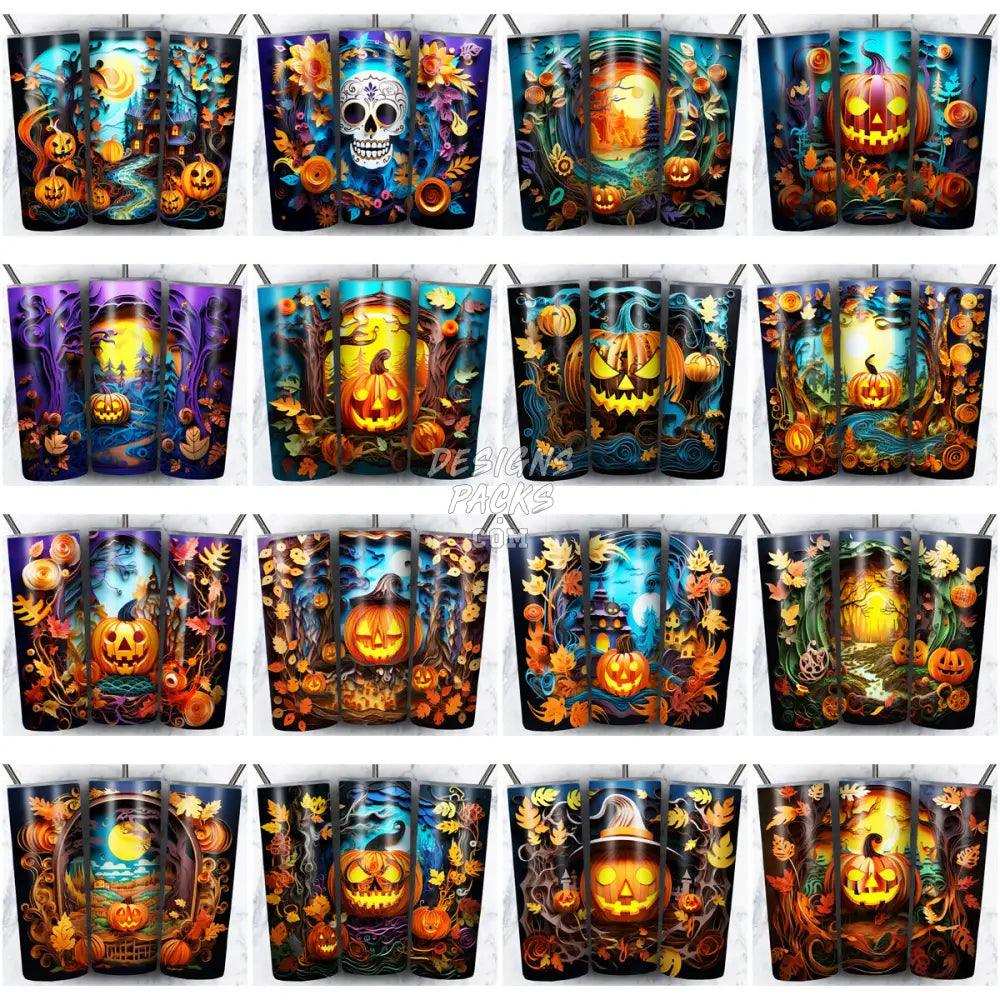 125 Halloween 3D Paper Art Tumbler Wrap Bundle Jpg