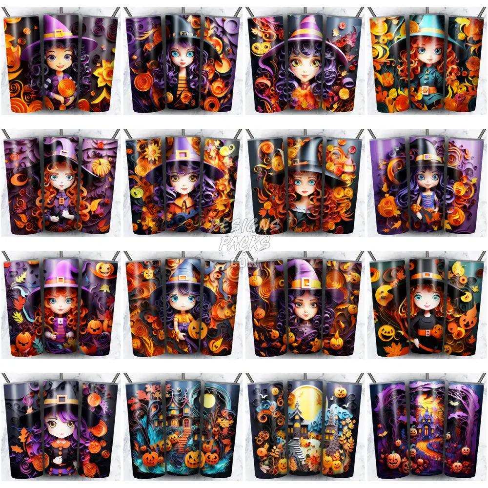125 Halloween 3D Paper Art Tumbler Wrap Bundle Jpg