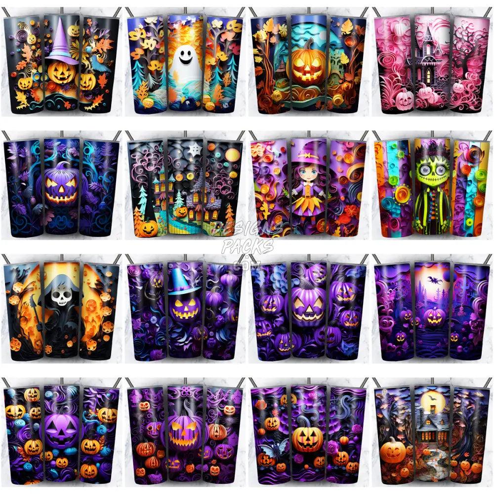 125 Halloween 3D Paper Art Tumbler Wrap Bundle Jpg