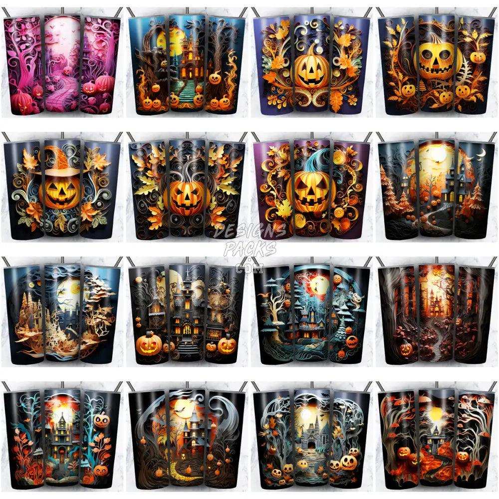 125 Halloween 3D Paper Art Tumbler Wrap Bundle Jpg