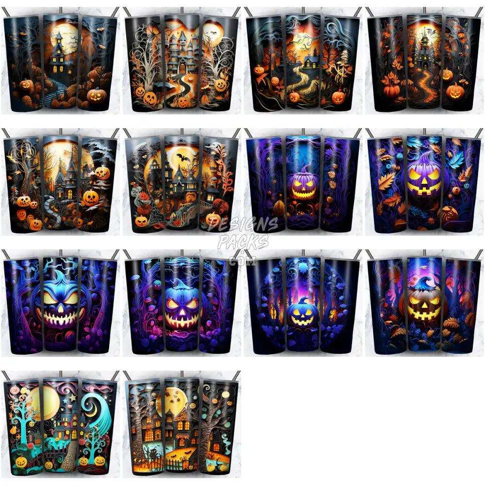 125 Halloween 3D Paper Art Tumbler Wrap Bundle Jpg