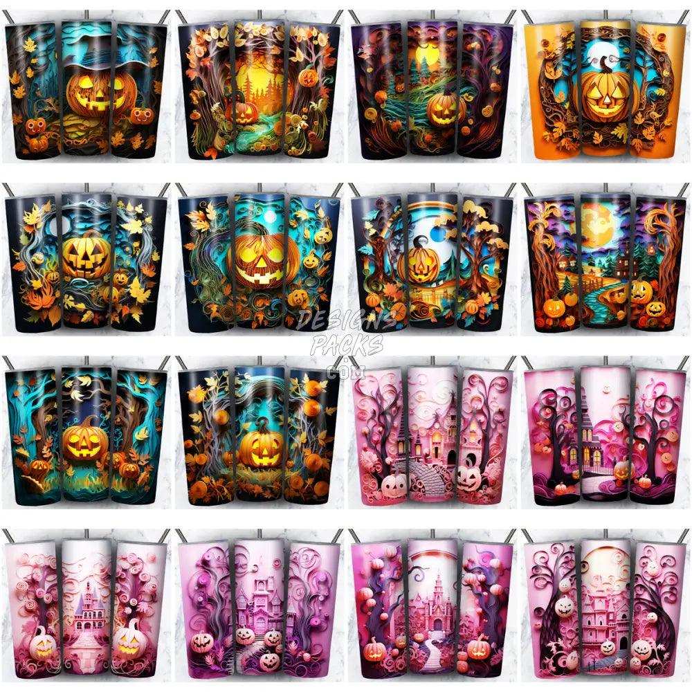 125 Halloween 3D Paper Art Tumbler Wrap Bundle Jpg