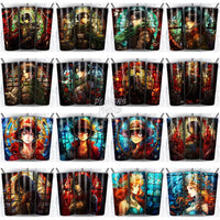 Load image into Gallery viewer, 125 Mixed Stained Glass Anime Tumbler Wrap Bundle Jpg
