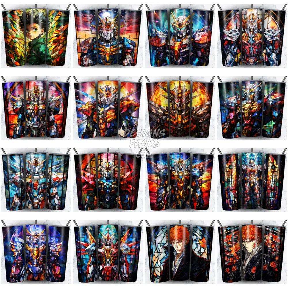125 Mixed Stained Glass Anime Tumbler Wrap Bundle Jpg