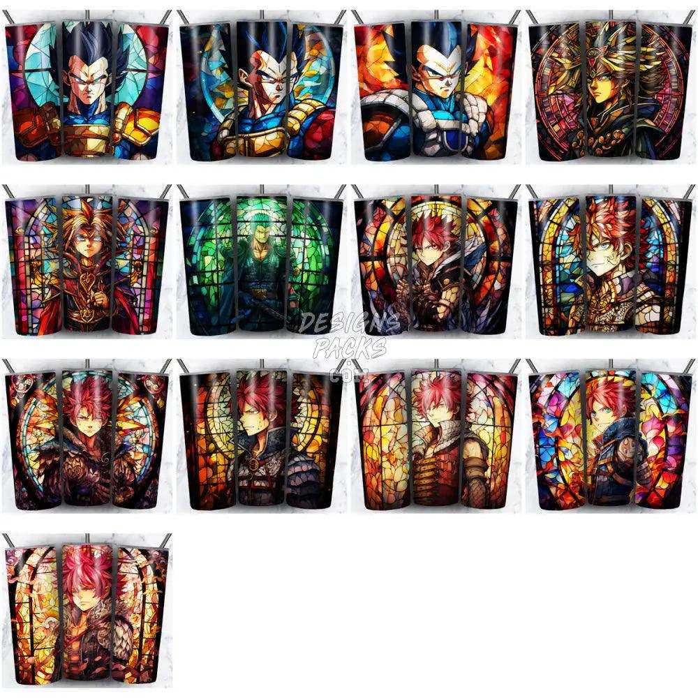 125 Mixed Stained Glass Anime Tumbler Wrap Bundle Jpg