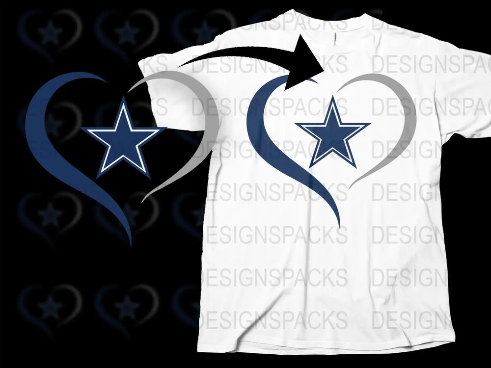 White T-Shirt with Blue Star and Heart Graphic, Unisex Casual Sports Tee