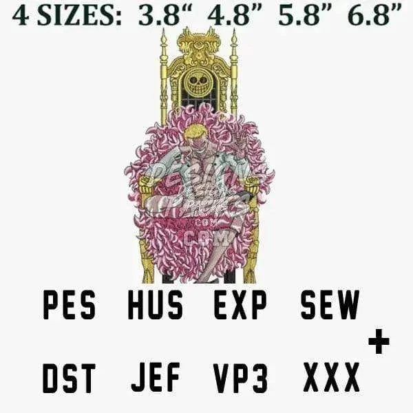 doflamingo donquixote Throne One piece Anime Embroidery Design