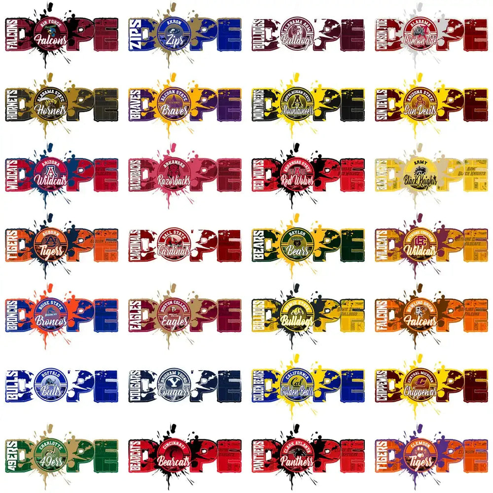 127 College NCAA Football DOPE Teams Logo Designs Bundle PNG