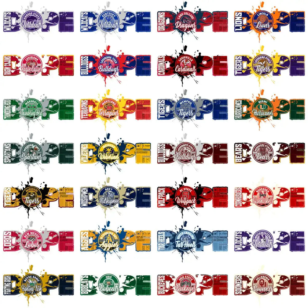 127 College NCAA Football DOPE Teams Logo Designs Bundle PNG
