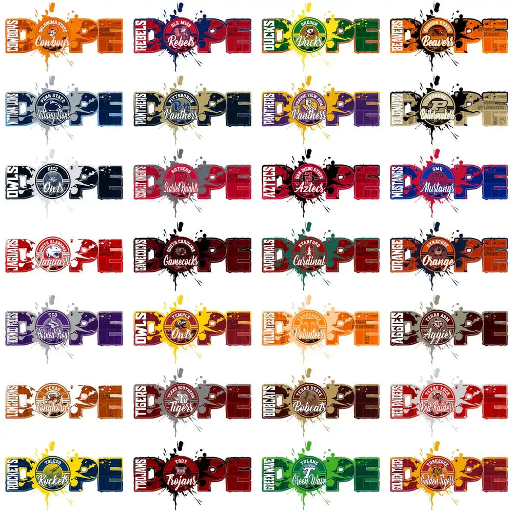 127 College NCAA Football DOPE Teams Logo Designs Bundle PNG