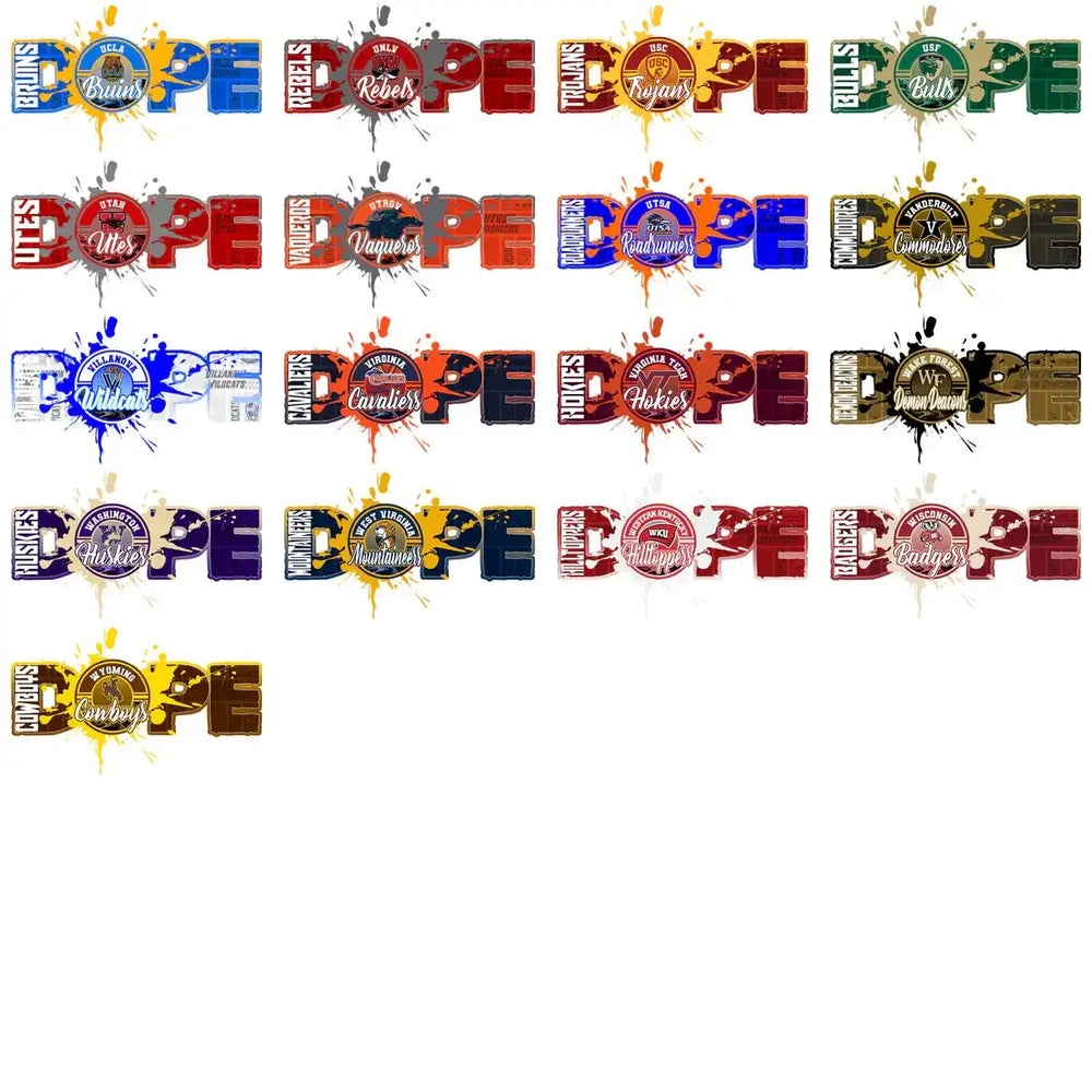 127 College NCAA Football DOPE Teams Logo Designs Bundle PNG