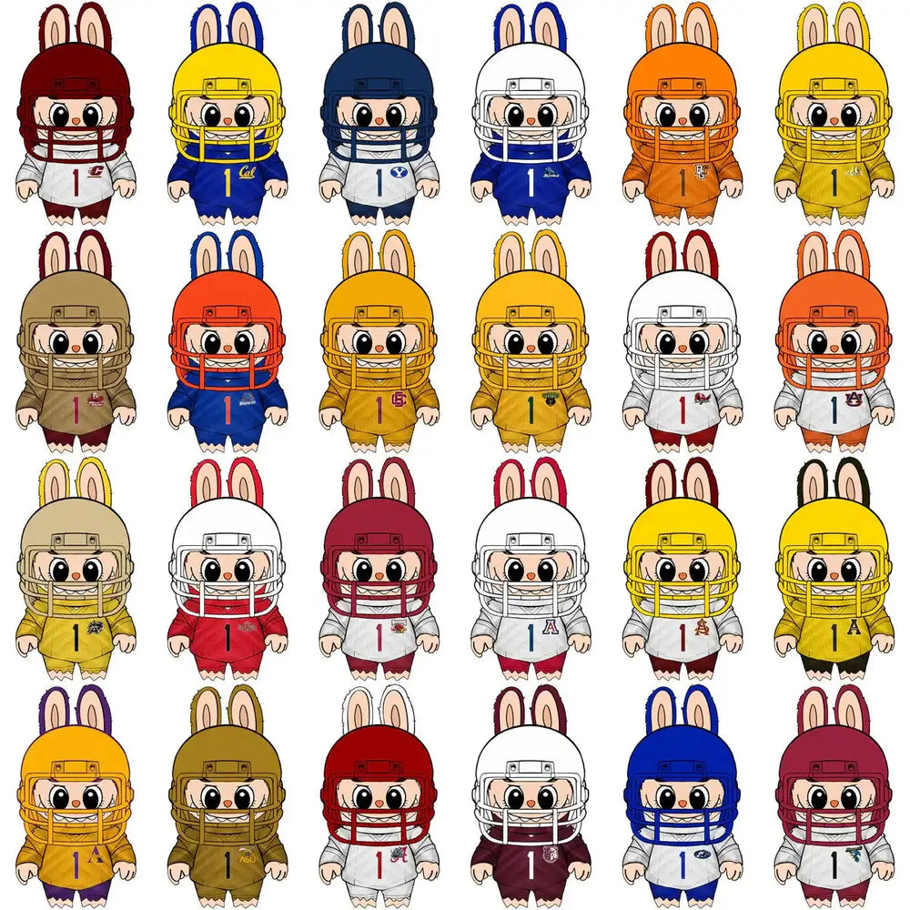 127 College NCAA Football Mascot Labubu Helmets Designs Bundle PNG