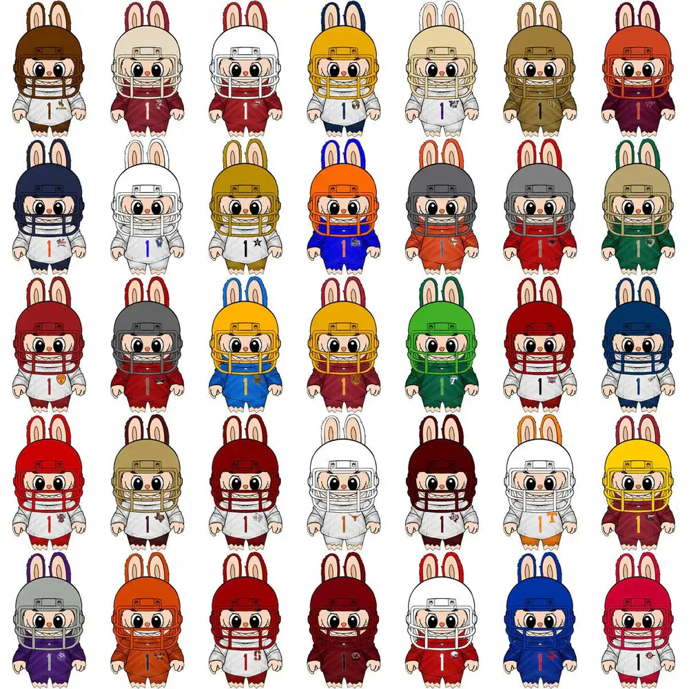 127 College NCAA Football Mascot Labubu Helmets Designs Bundle PNG