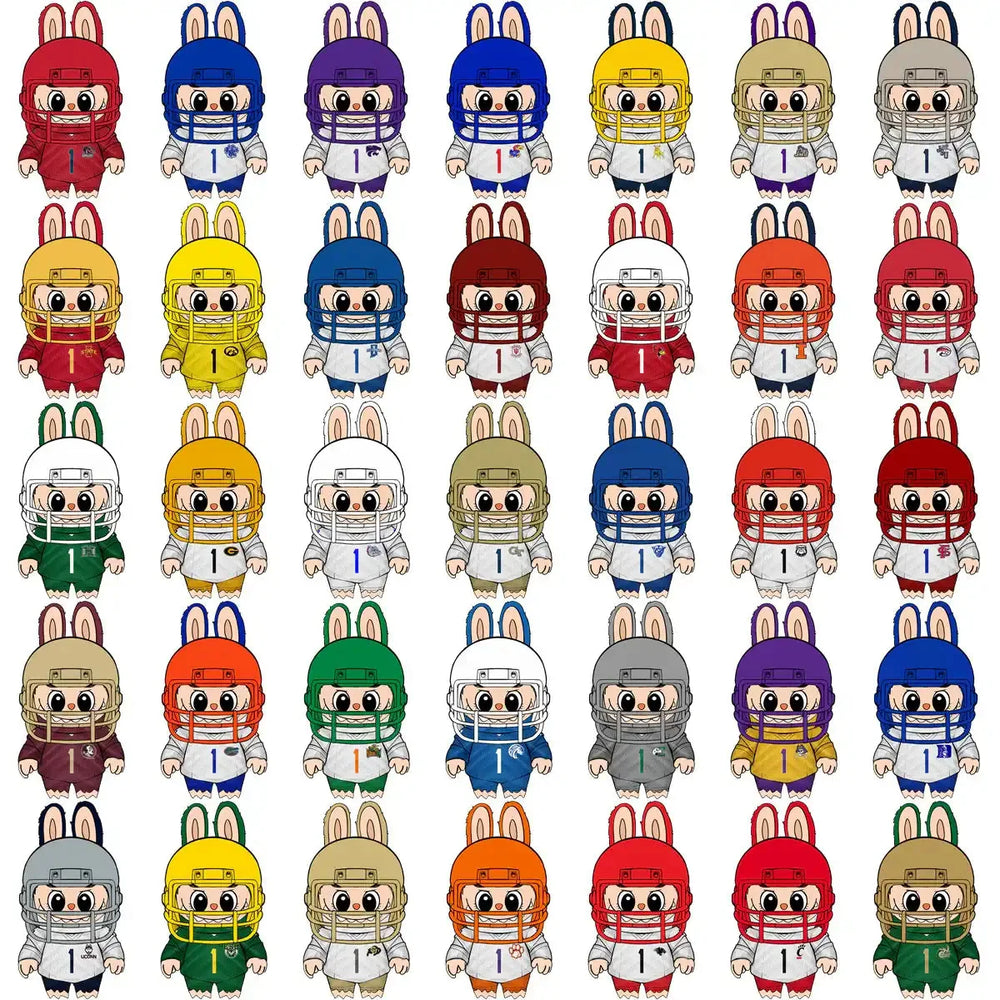 127 College NCAA Football Mascot Labubu Helmets Designs Bundle PNG
