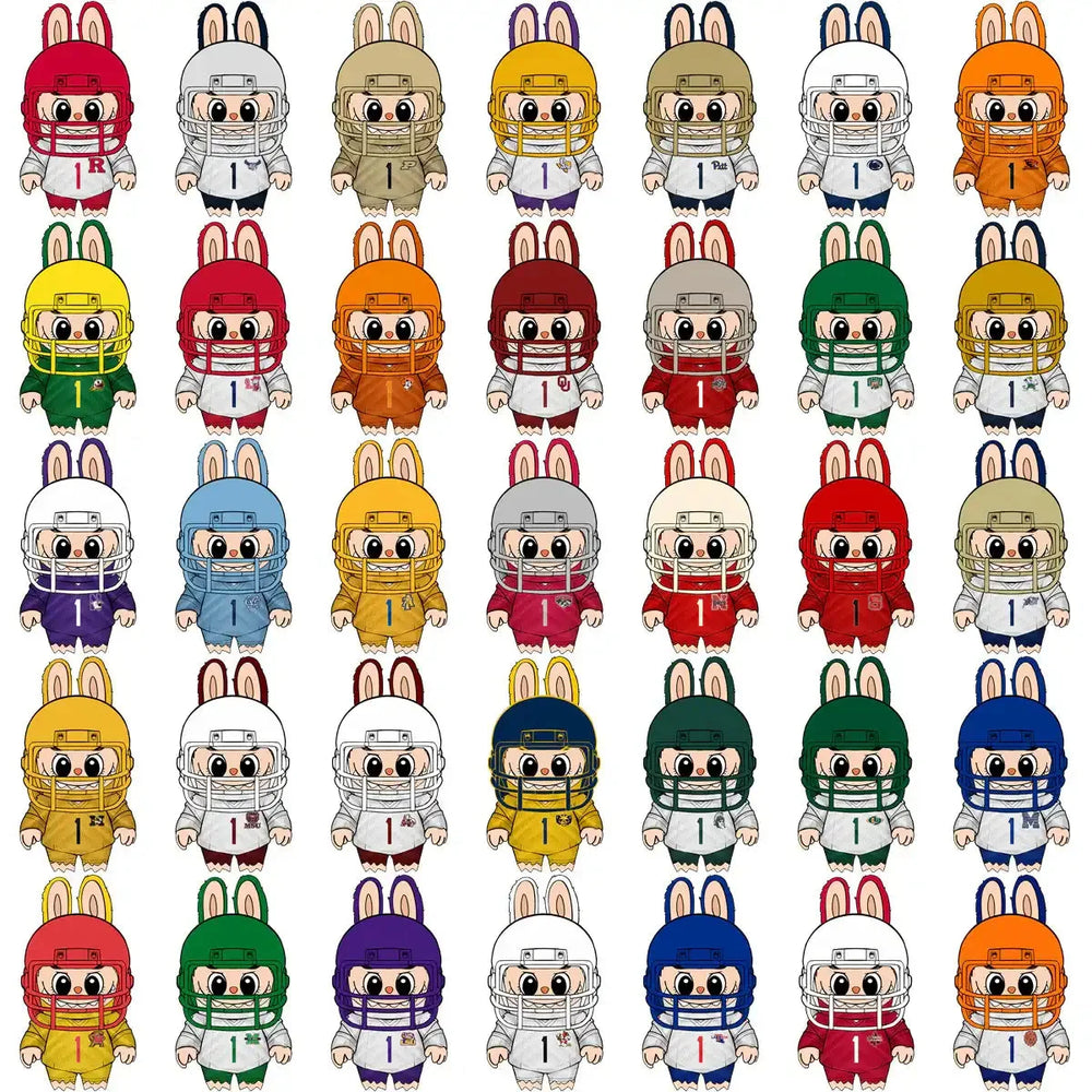 127 College NCAA Football Mascot Labubu Helmets Designs Bundle PNG