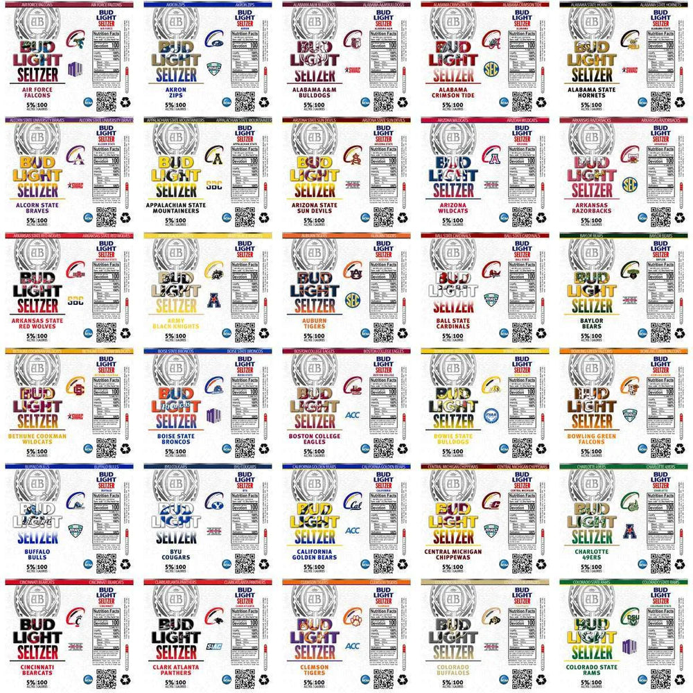 128 NCAA College Sports Bud Light Seltzer Tumbler Wrap Bundle JPG
