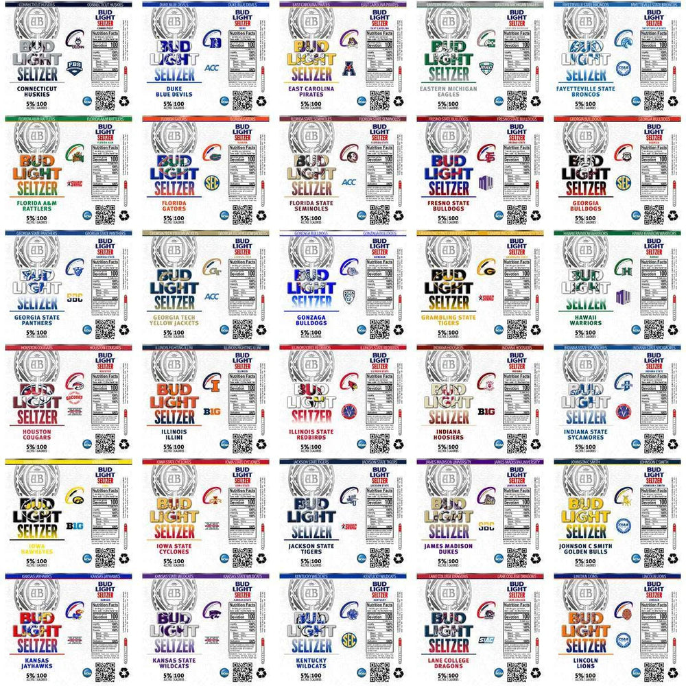 128 NCAA College Sports Bud Light Seltzer Tumbler Wrap Bundle JPG