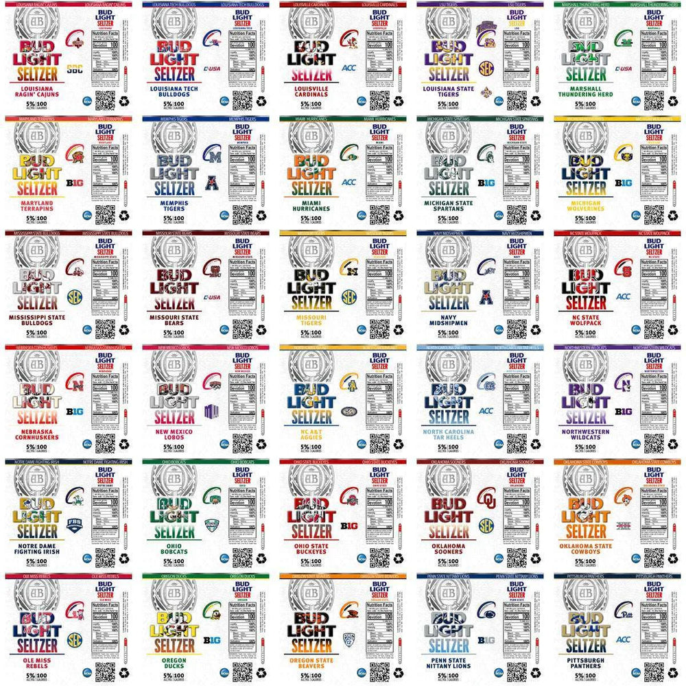128 NCAA College Sports Bud Light Seltzer Tumbler Wrap Bundle JPG
