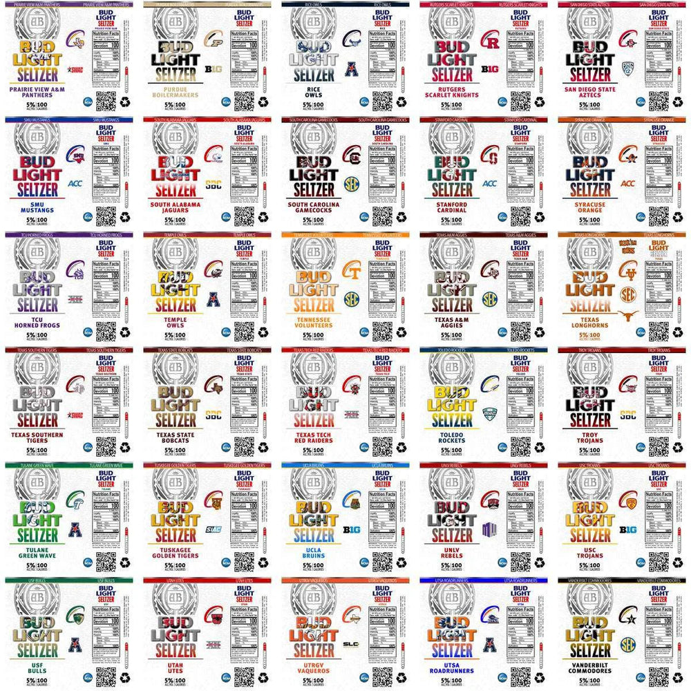 128 NCAA College Sports Bud Light Seltzer Tumbler Wrap Bundle JPG