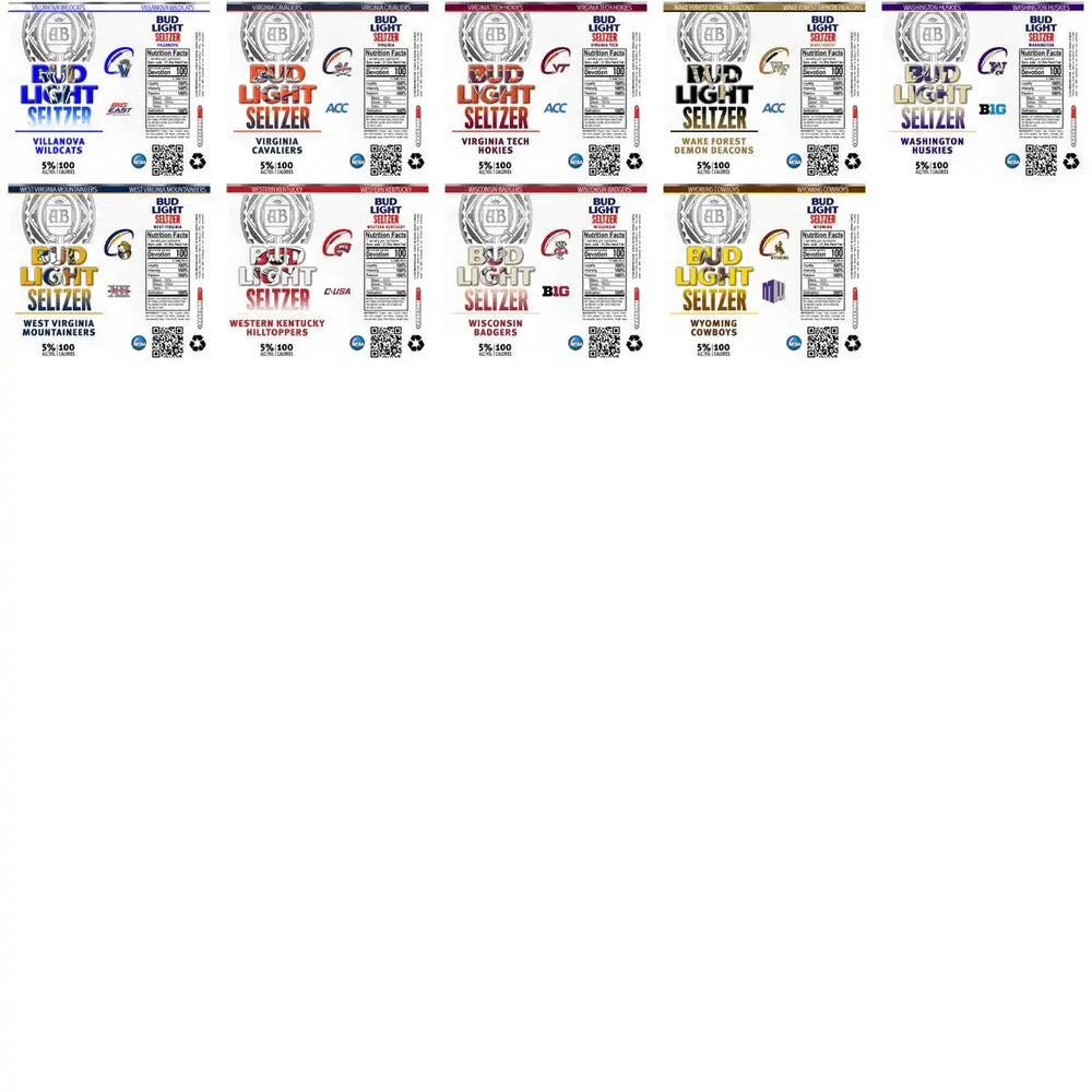 128 NCAA College Sports Bud Light Seltzer Tumbler Wrap Bundle JPG